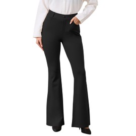 VIMPEP Flare Yoga Dress Work Pants Women High Waisted Pull On Stretchy Slacks Flared Leggings for Business Casual with Pockets 2102 31 Black L