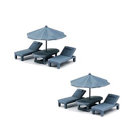 Outland Models Military Scenery Structure Deck Chair and Umbrella Set 1:87 HO Scale