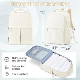 wepadre Beige Mochila De Viaje Travel Backpack Carry On Flight Approved Large Travel Backpack For Men Women Carry On Backpack For Airplanes Personal Item Travel Bag 18x14x8 Inches Travel Bag