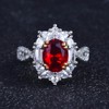 Brimaney Luxury Oval Ruby Ring, 14K Gold Plated, Cubic Zirconia