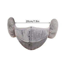 LICHENGTAI Fuzzy Ear Earmuffs Face Cover for Women Girls Winter Warm Mask Fluffy Ear Warmers 2-in-1 Design Windproof Cold-Proof for Outdoor Cycling Skiing Running Black