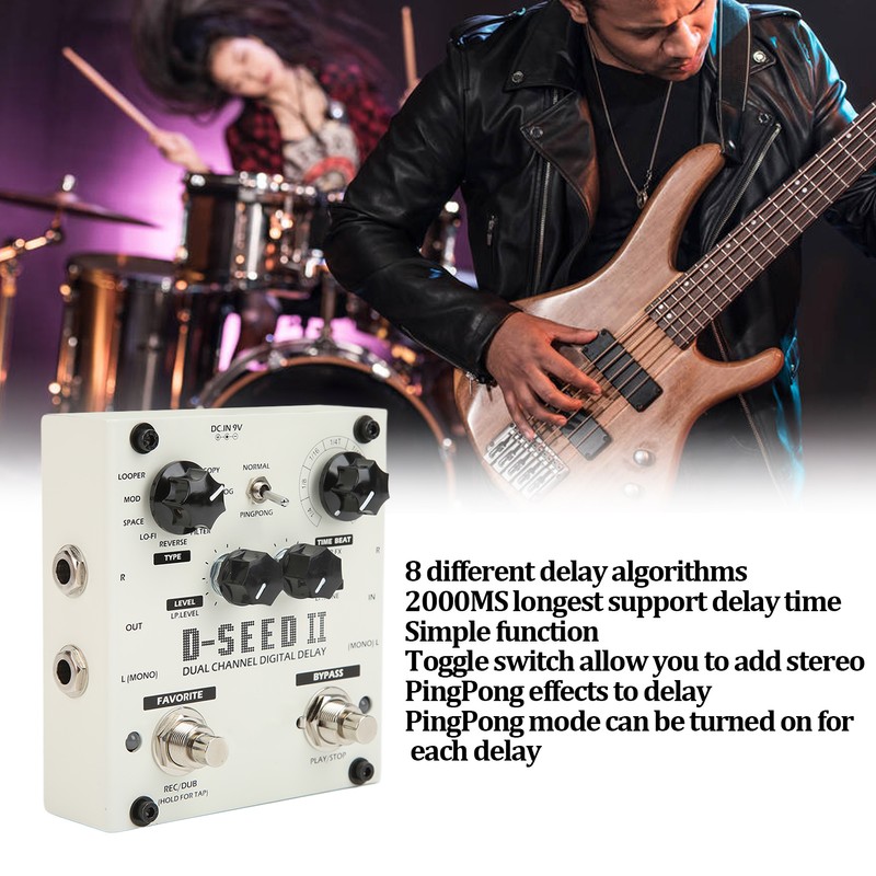 Multi Pedal Effect 2 Channel Digital Delay Stereo Looper 8