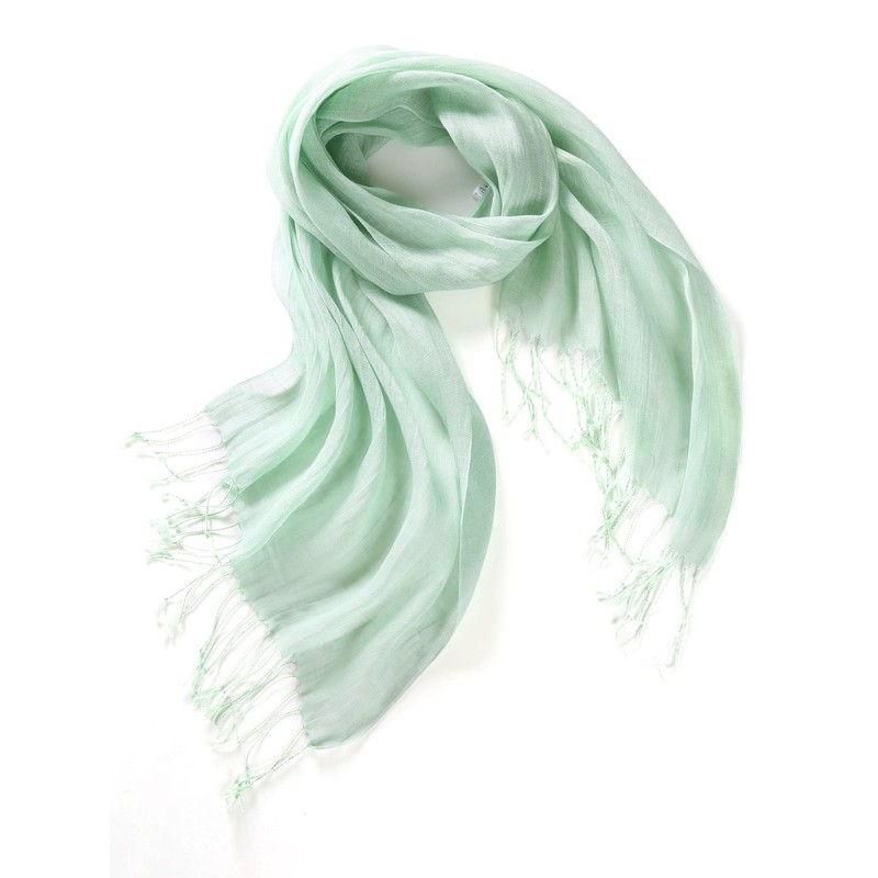 Prettystern Linen Plain Colour Unisex Summer Fringe Scarf, T20 Light