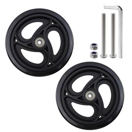 Risbay 6 Inch Rubber Replacement Wheelchair Wheels, 2 Pcs Wheel Replacement Heavy Duty Front Wheelchair Wheel with Screw Accessories for Walkers, Wheelchairs, Rollators (Black)