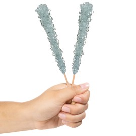 Silver Rock Candy Sugar Sticks - Original Sugar Flavored - 24 Individually Wrapped Candy