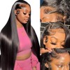 QWedafy Straight Lace Front Wigs Human Hair Pre Plucked 200