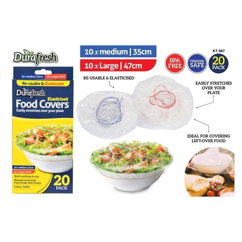 Durafresh Elastic Food Cover 20-Piece Set, Medium/Large Size