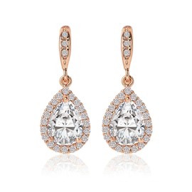 A+O Wedding Bridesmaids Gift Drop Dangle Earrings in Rose Gold