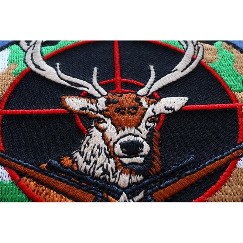 Deer Hunter Patch - 4x4 inch. Embroidered Iron on Patch
