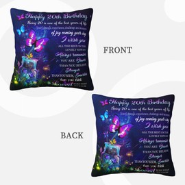 YSBLGWE 20 Year Old Birthday Gifts for Her, 20th Birthday Gifts for Women 18x18 Pillow Cover, Gifts for 20 Year Old Female, Best Gifts for 20 Year Old Girl, 20th Birthday Decorations for Women Sister