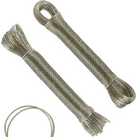 40 m Washing Line, Pack of 2 20 m Washing Line with Steel Core, Heavy Duty Extra Strong Tear-Resistant Washing Line, Wall Mounted for Household, Garden, Balcony, Camping