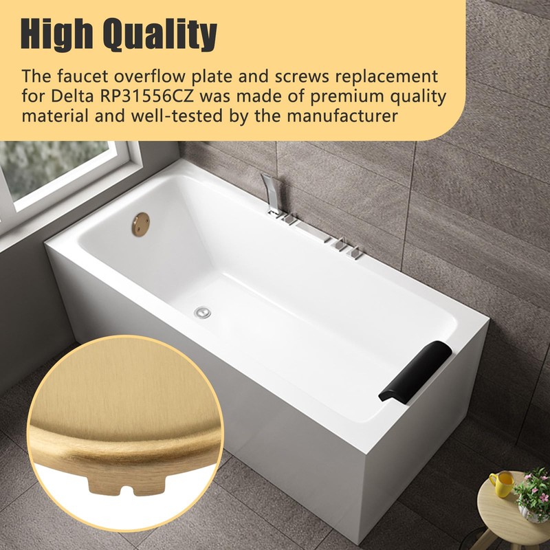 Overflow Plate RP31556CZ and Screws Replacement for Delta Faucet