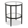 Henn&Hart Modern Round Side Table with Glass Top in Blackened