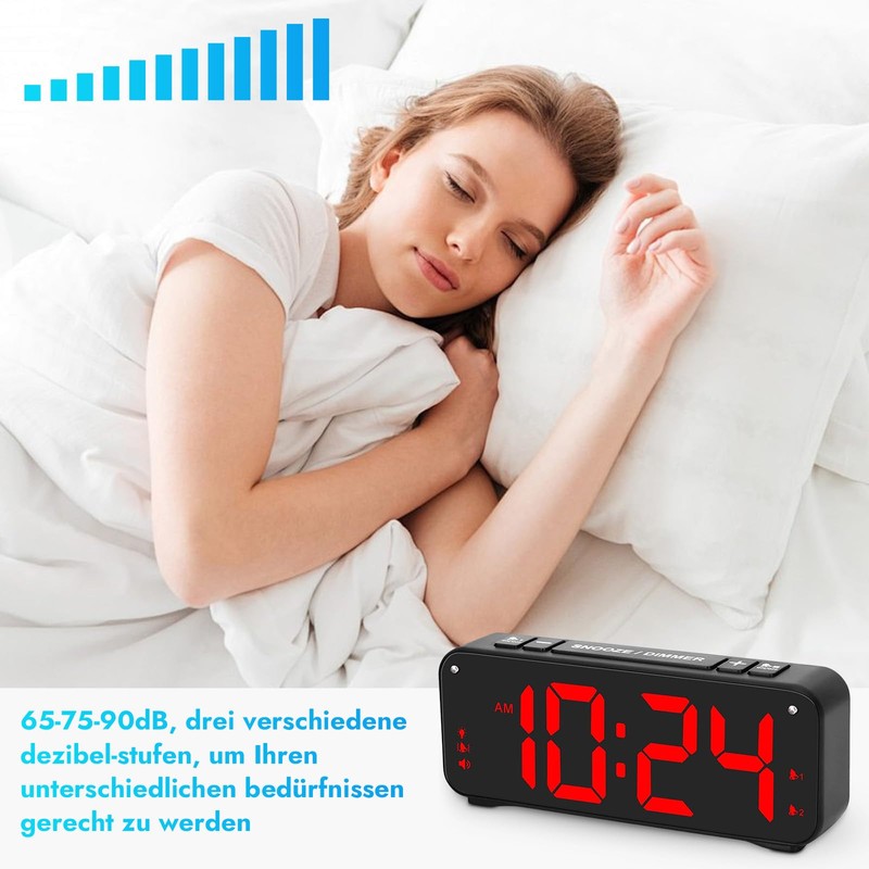 Piashow LED Alarm Clock Loud for Deep Sleepers, Digital Alarm