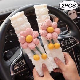 Umimiss Seat Belt Pads - 2pcs Seatbelt Covers, Daisy Flower Seat Belt Covers For Kids Adults, Car Accessories For Women, Pink Car Accessories, Seat Belt Pad Pink, Neck Cushion Shoulder Strap Protector