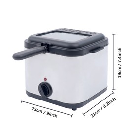Electric Deep Fryer with Basket and Drip Hook 1000w 2.5 Liter Oil Capacity Fish Fryer Stainless Steel Fryers Removable Lid