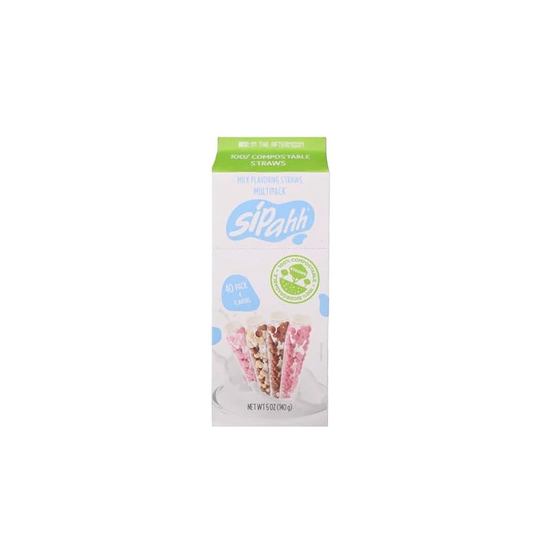 Sipahh Milk Flavour Straws Vegan Friendly 40 Carton