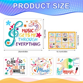 OOTSR Pack of 12 Music Theme Stencils for Crafts, 24.8 x 20 cm Drawing Painting Stencils DIY Stencils for Retro Music, Plastic Drawing Templates for Scrapbooking Wooden Ornaments Canvas Decoration