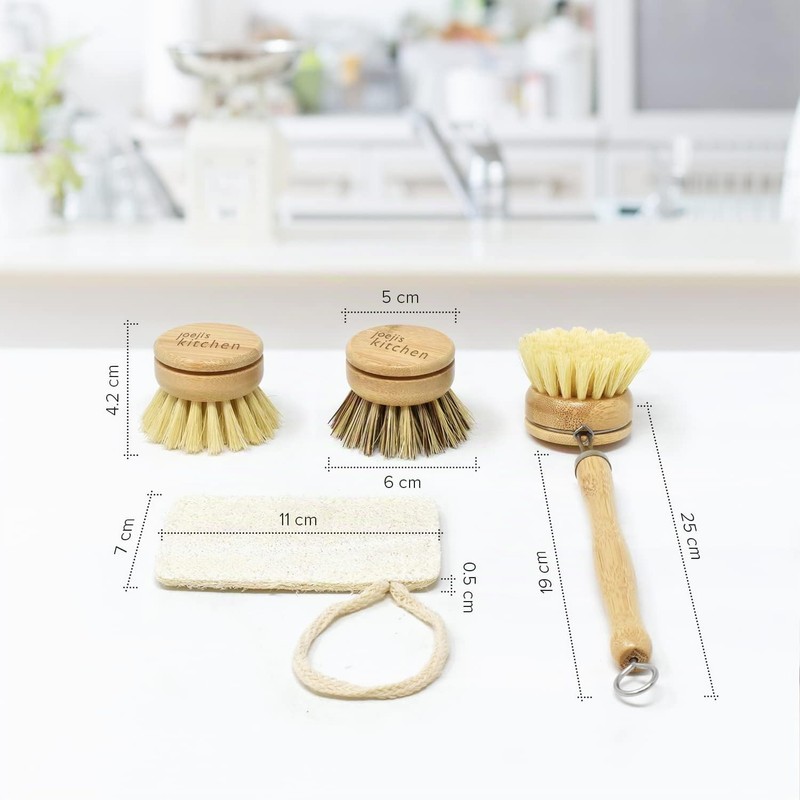 Joeji's Kitchen Eco Bamboo Dish Brush, Spazzola per piatti con