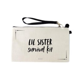 Gifts or Presents for Lil Sisters, Lil Sister Survival Kit, Novelty Bag for Cosmetic Makup Bags, Pencil Case, Travel Organiser Zipper Pouch - cb1744