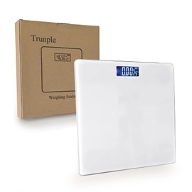 Trunple Weighing Scales for Bathroom, Precise Digital Weighing Device for Individuals, Compact Design, LED Screen, Highly Accurate Digital Bathroom Body Scale, Measures Weight up to 400 lbs, White
