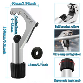 Yuentoen 4 Pieces Tubing Cutter Set,Heavy Duty Pipe Cutter 1/4”-1-5/8” Cutting Capacity, Mini Tube Cutter 1/8”-1-1/8”, Deburring Tool for Copper, Aluminum, PVC Pipes