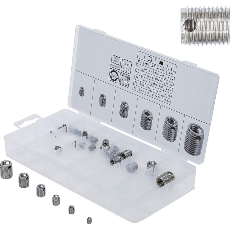BGS 6844 Threaded Inserts Assortment Self-Tapping 32 Pieces