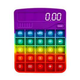 LXXIASHI Calculator Colorful Pop Fidget Toy for Anxiety, Push Sensory Fidget Toy, Bubble Silicone Stress Reliever Toy (Rainbow Purple 0.00, 1PC)