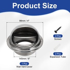 PATIKIL 4 Inch Dryer Vent Cover, Stainless Steel Round Dryers Vent Cover Outlet with Backdraft Damper Wall Vent Outside External Extractor Dryer Vent Cap for Bathroom Kitchen