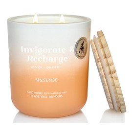 M&SENSE Orange Grapefruit Aromatherapy Candle for Invigoration and Recharging, 14.1oz 80 Hours Long Lasting Natural Soy Wax Non Toxic Candle for Bath Bedroom, Spiritual Healing Gifts for Housewarming