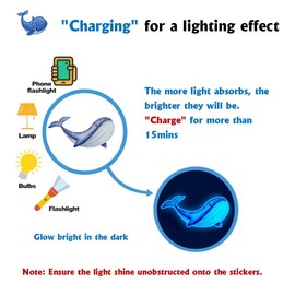 Mermaid Wall Sticker for Children's Room Luminous Sea Animals Wall Sticker Fluorescent Wall Sticker Sea World Whales Luminous Sticker Enfant et Fille Bleu