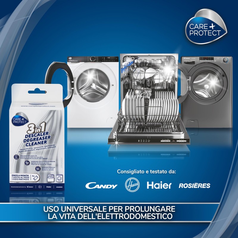 CARE + PROTECT 3 in 1 Anticalcare, Sgrassante e Igienizzante,