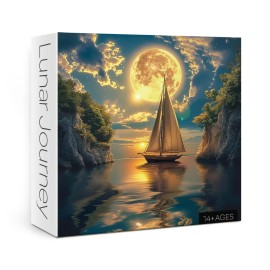 Ideabazar Beautiful Moon Sailboat Puzzles for Adults 1000 Pieces Nature, Colorful