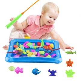 Surplex Pack of 43 Magnetic Fishing Toys, Ocean Sea Animals, Fish Pool Party Toy, Bath Toy, Bath Toy, Water Game, Perfect Educational Game, Great Gift for Children from 3 Years