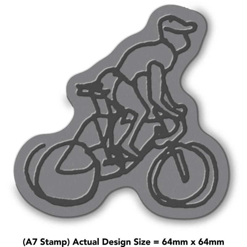 'Cyclist' Rubber Stamp - Unmounted Design for Crafting & Scrapbooking,