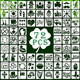 72 PCS 3x3 Inch St. Patrick's Day Stencils for Painting - Shamrock Hats Reusable St. Patrick's Day Painting Templates on Wood, Glass, Fabric, Window Door Decor DIY Decoration