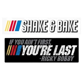 Bad Fish Custom Decals Ricky Bobby Movie Quotes Shake and Bake If You Ain't First You're Last Gloss Vinyl Waterproof Indoor Outdoor for car, Laptop, Hard hat, etc