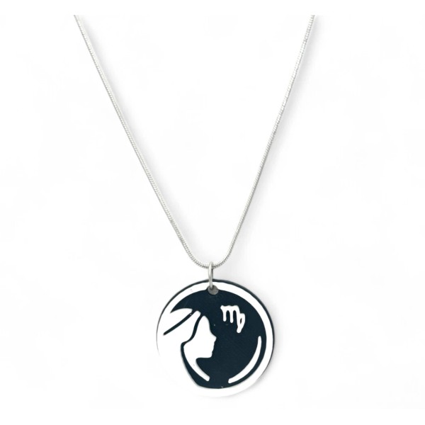 Zodiac Virgo Necklace - 3D Printed Charm - .925 Chain