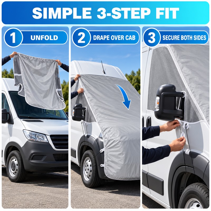 600D Oxford Motorhome Windscreen and Hood Snow Cover for Fiat