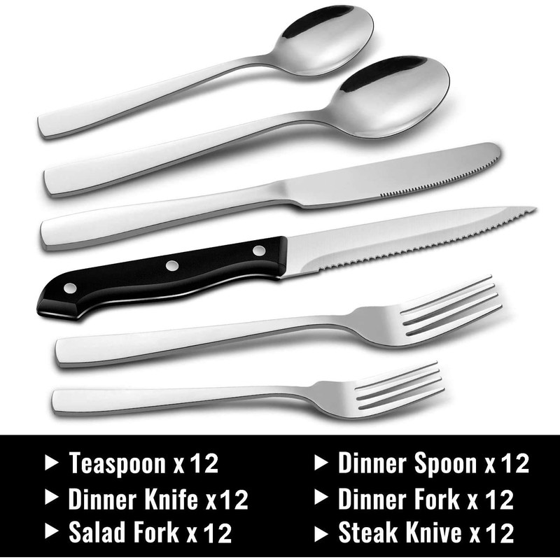 Hiware 72-Piece Silverware Set for 12, Stainless Steel Flatware Cutlery