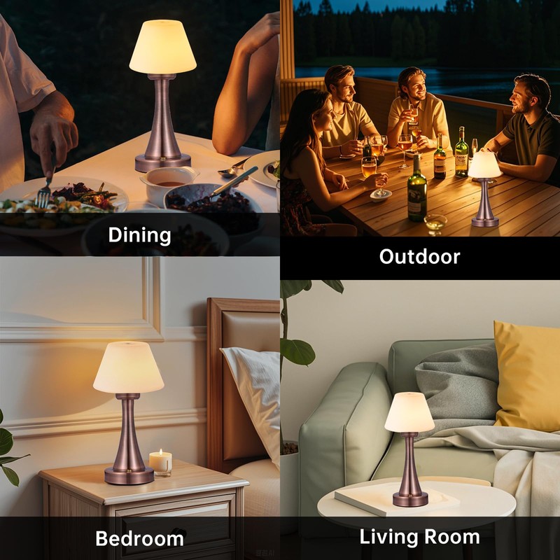 URLIGHTS Waterproof Rechargeable Table Lamp for Shower & Outdoor, Cordless