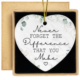 Thank You Gifts - Employee Appreciation Gifts - Retirement Gift for Woman, Men - Teacher Appreciation Gift for Women - Ideas for Coworker, Boss Lady, Nurse - Ceramic Heart Hanging Ornament