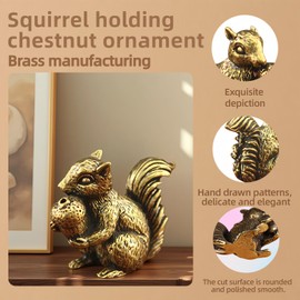 FANBODTA Vintage Bronze Squirrel Statue - Solid Copper Desk Decor, Paperweight, Tea Pet & Incense Holder, Hand-Polished Gift for Home Office (41mm)
