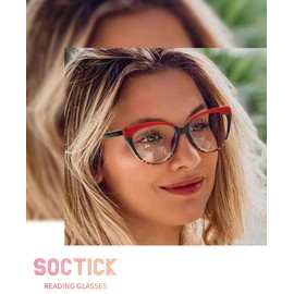 SOCTICK Cat Eye Reading Glasses for Women Blue Light Blocking,Readers for Women 0.5 with Comfort Spring Hinges,Fashion Designer Ladies Eyeglasses(4 pack)