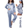 WJing Yi Jia 5Pcs XS-XXL Womens Silk Satin Pajamas Sets