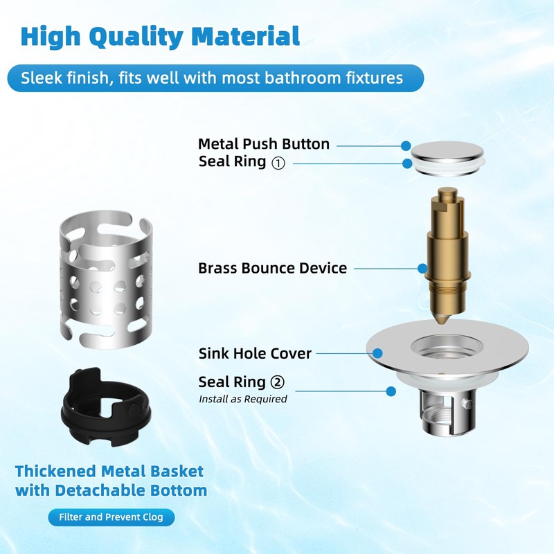 Universal Bathroom Sink Stopper Hair Catcher Upgraded with 2-Layer Detachable