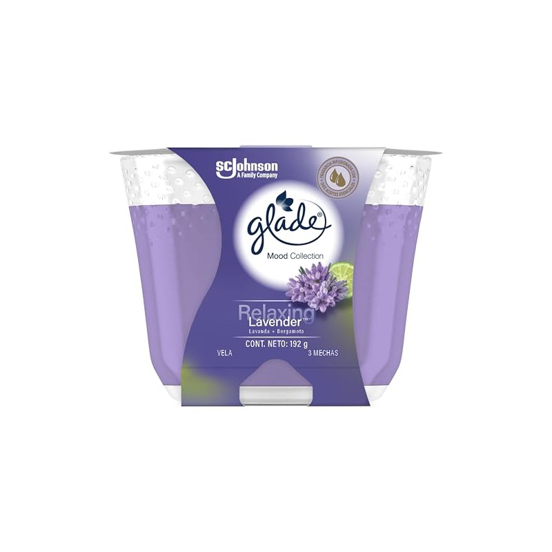 Glade Vela Aromatizante para Hogar Mood Collection, Aroma Relaxing Lavender