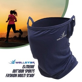 Wellstar Korean Cool Multi-Scarf Ear-Hook Ice Mask for UV Protection, Sunshade for Golf & Fishing Cool Multi-Scarf/Blue 2ea