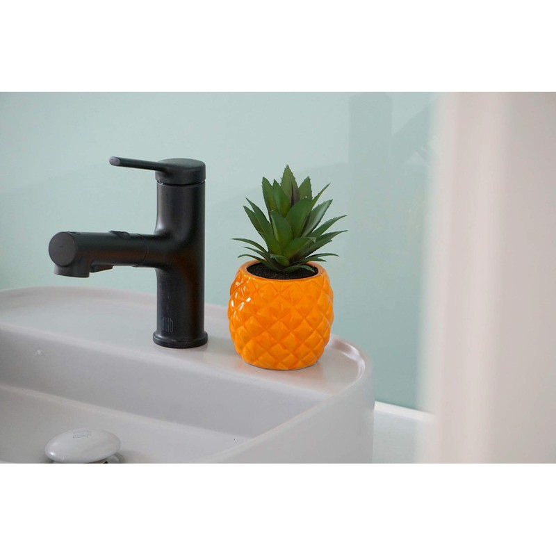 Artificial Potted Succulent 7.8" Pineapple Home Deco Tabletop Decoration (Orange)
