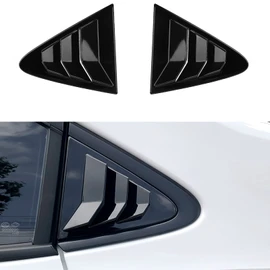 CKE 2pcs for Toyota Corolla 2023 2022 2021 2020 2019 Accessories Sedan Sporty Car Rear Side Window Louvers Air Vent Scoop Shades Cover Trim Blinds -Glossy Black